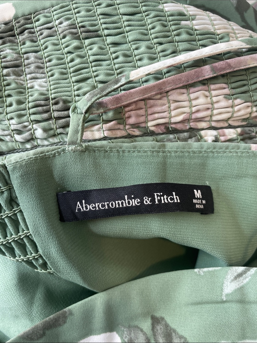 Abercrombie & Fitch Olive Green Floral Camille Midi Dress - Picture 2 of 3